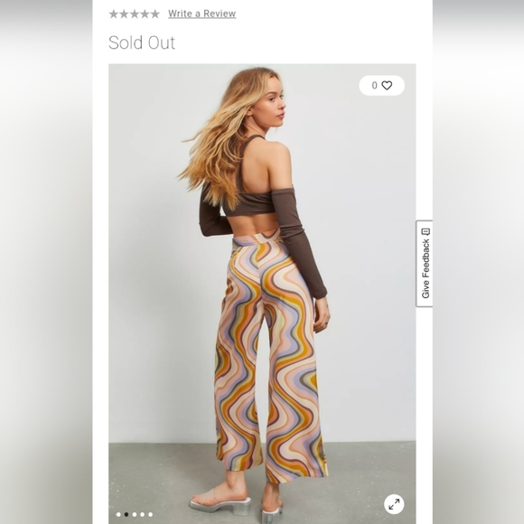 NWT UO Olympia Wide Leg Groovy Patterned Cropped Pants - Picture 2 of 11